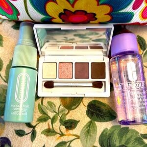 Clinique set, color surge eye shadow, hair spray, take the day off Travel size